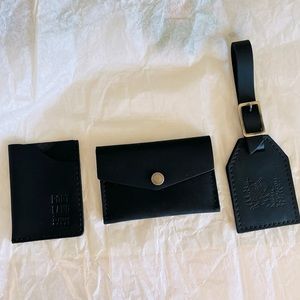 Portland Leather Goods: Smooth Black Minimalist, Envelope Wallet, Luggage Tag